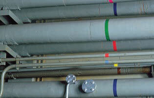 Color coding pipes with 3M vintl tapes 471