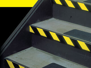 Hazard markings on stairs with 3M 5702 safety stripe tape